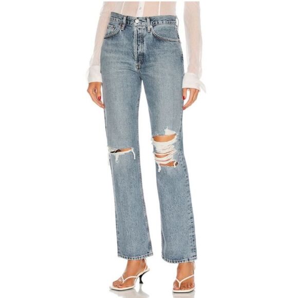 AGOLDE Lana Vintage Straight Pants in Backdrop - Picture 1 of 13